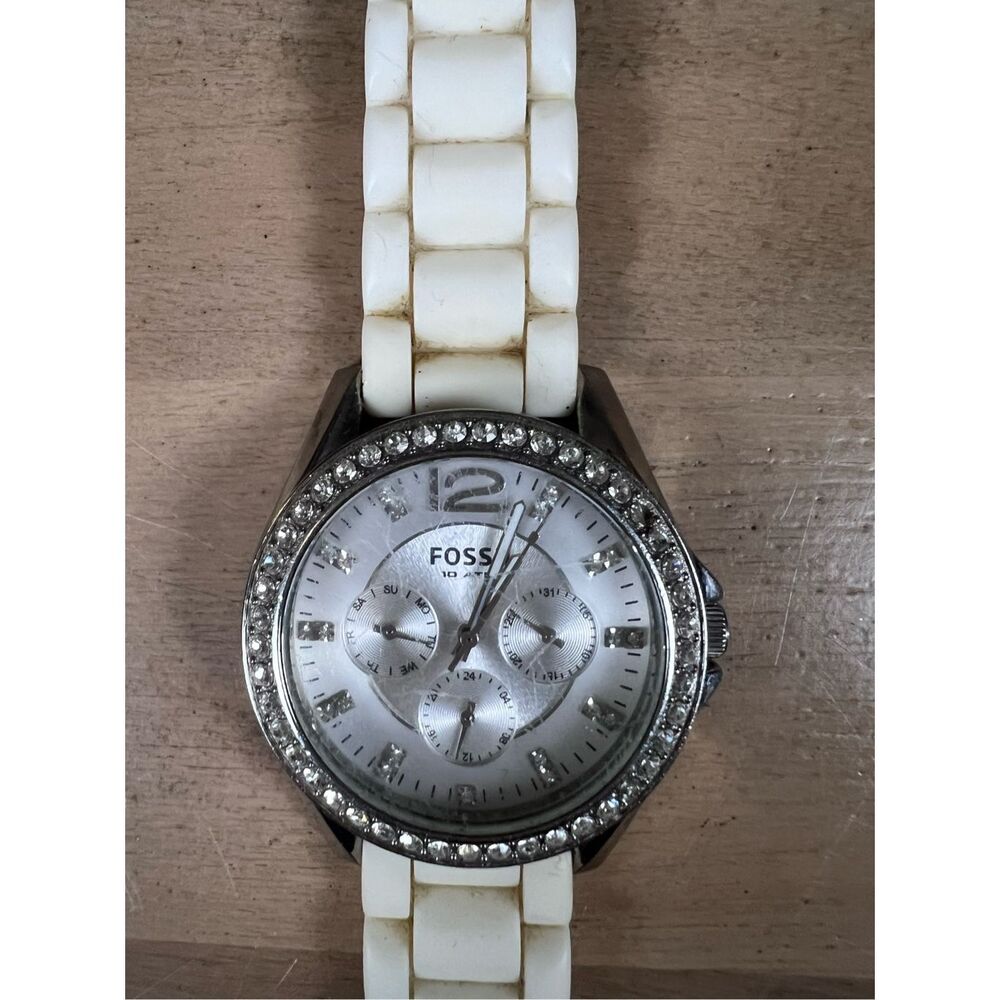 (W) FOSSIL CRYSTAL MULTI-FUNCTION WATCH WHITE‎ SILICONE